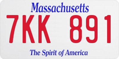 MA license plate 7KK891