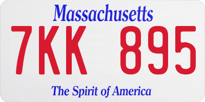 MA license plate 7KK895
