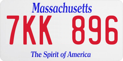 MA license plate 7KK896