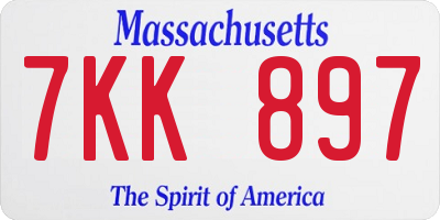 MA license plate 7KK897