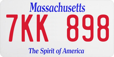 MA license plate 7KK898