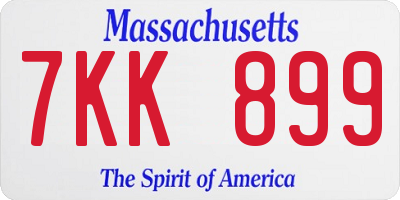 MA license plate 7KK899