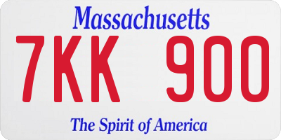 MA license plate 7KK900