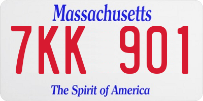MA license plate 7KK901