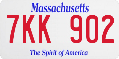 MA license plate 7KK902