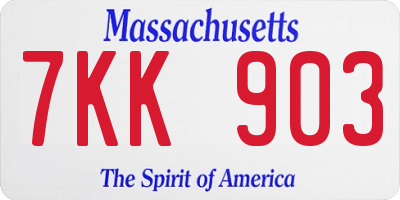 MA license plate 7KK903