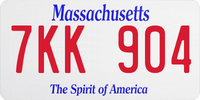 MA license plate 7KK904