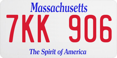 MA license plate 7KK906