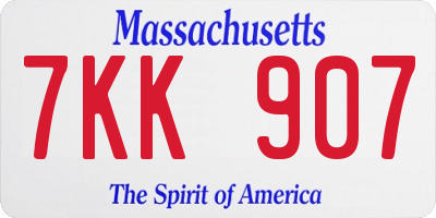 MA license plate 7KK907