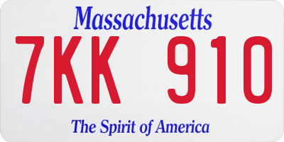 MA license plate 7KK910