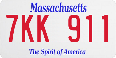 MA license plate 7KK911