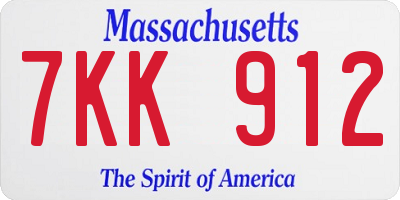 MA license plate 7KK912