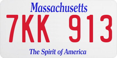 MA license plate 7KK913