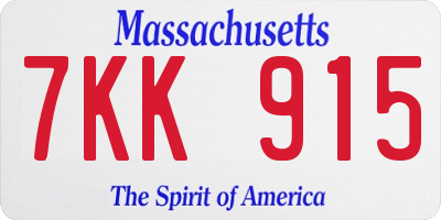 MA license plate 7KK915