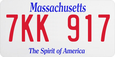 MA license plate 7KK917