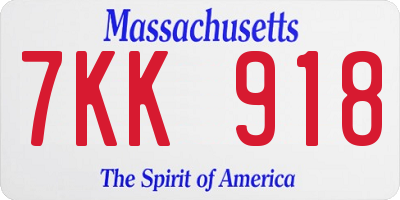 MA license plate 7KK918