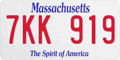 MA license plate 7KK919