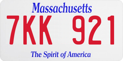 MA license plate 7KK921