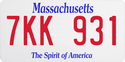 MA license plate 7KK931
