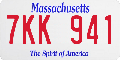 MA license plate 7KK941