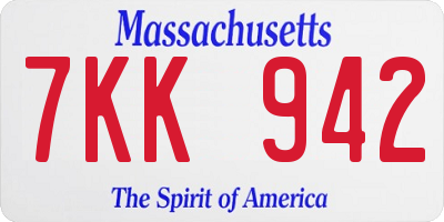 MA license plate 7KK942