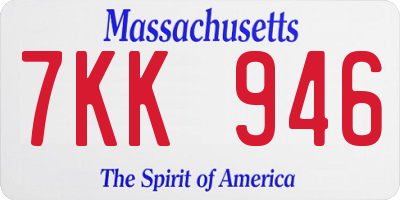 MA license plate 7KK946