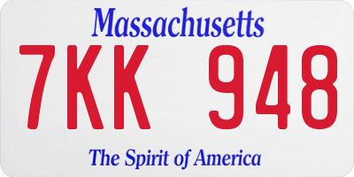 MA license plate 7KK948