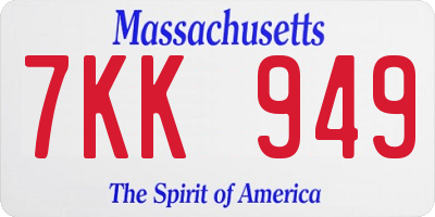MA license plate 7KK949