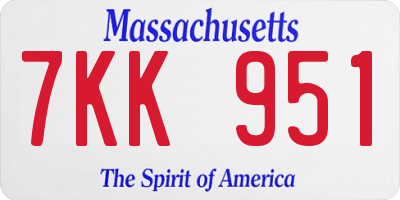 MA license plate 7KK951
