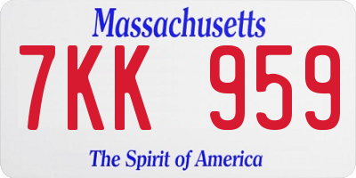 MA license plate 7KK959