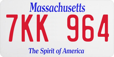 MA license plate 7KK964