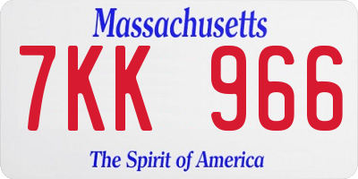 MA license plate 7KK966