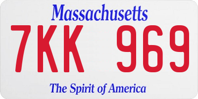 MA license plate 7KK969