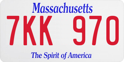 MA license plate 7KK970