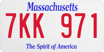 MA license plate 7KK971
