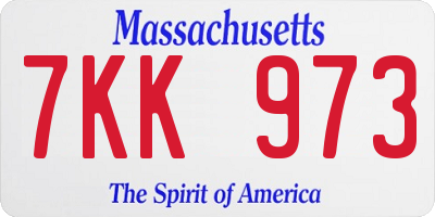 MA license plate 7KK973