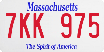 MA license plate 7KK975