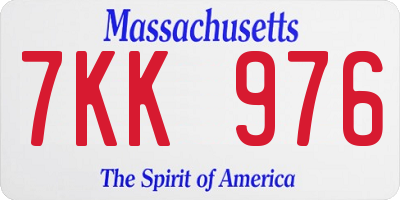 MA license plate 7KK976