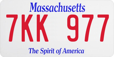 MA license plate 7KK977