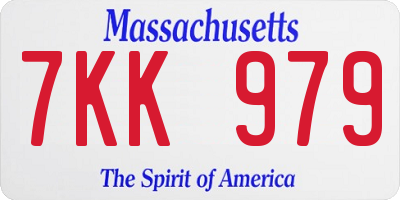 MA license plate 7KK979