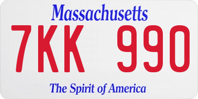 MA license plate 7KK990