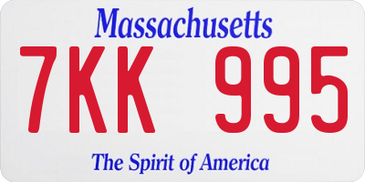 MA license plate 7KK995