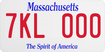 MA license plate 7KL000