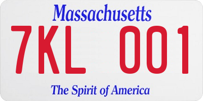 MA license plate 7KL001