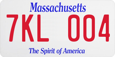 MA license plate 7KL004