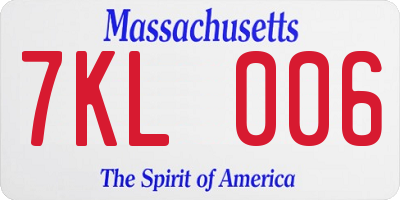 MA license plate 7KL006