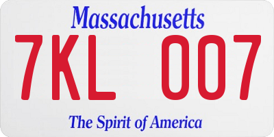 MA license plate 7KL007