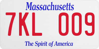 MA license plate 7KL009