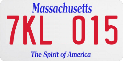 MA license plate 7KL015