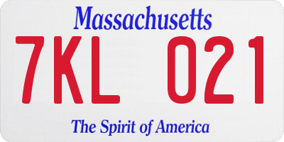 MA license plate 7KL021